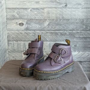 Kids Purple Boots with Heart Buckles